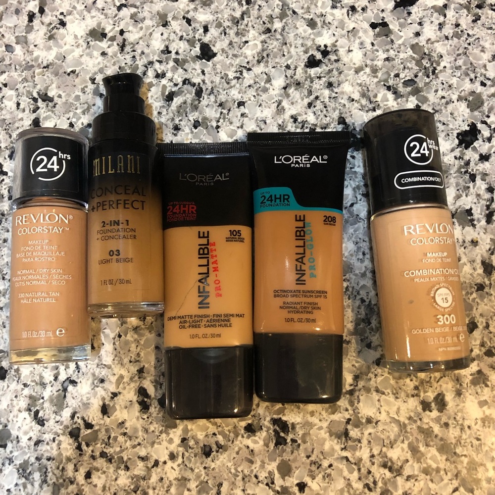Lot mixed foundations L’Oréal Milani Revlon